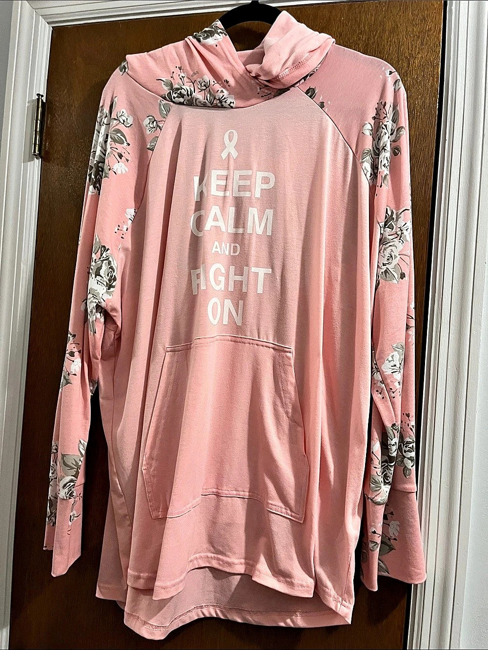 LuLaRoe Amber Hoodie Floral Pink & White 3XL breast cancer